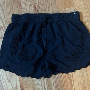 Kendall & Kylie Black High Waist Embroidered Shorts